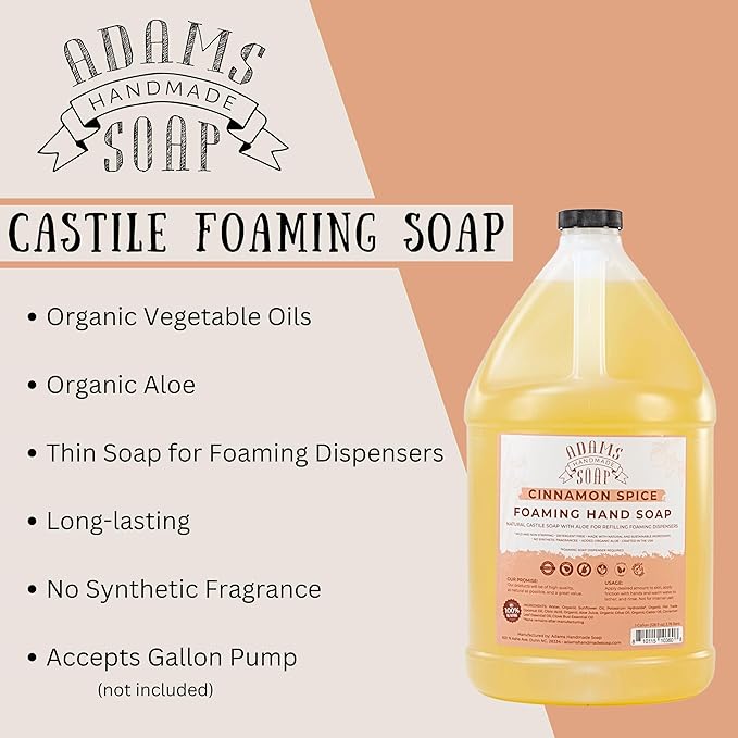Adams Handmade Soap Liquid Foaming Soap 1 Gal - Cinnamon Spice (Pack of 4)
