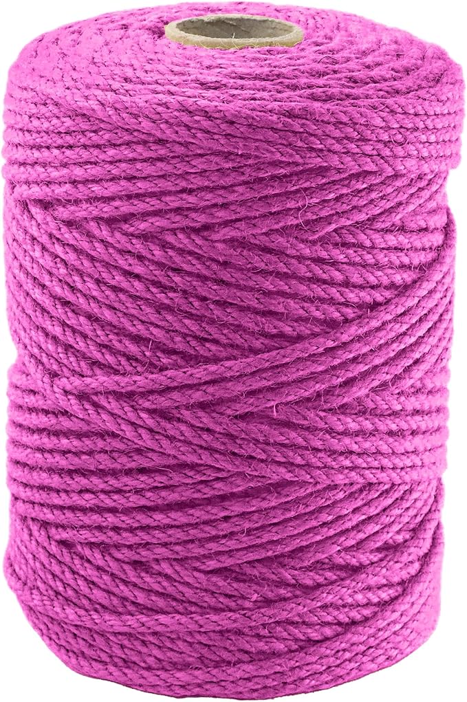 4mm x 500 Feet Pink Jute Rope, Twine for Gardening Tomato Climbing Plant Tie Floristry Crafts Gift Wrapping Packing Decor
