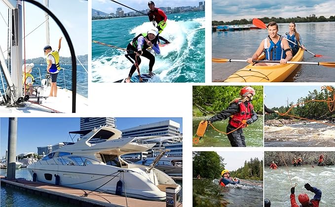 1/2 in x 16 ft Boat Marine Rope for Canyoneering, Floating, Fishing, Rafting, Camping, Hiking, Hunting, Anchor, Arborist Tree, Rafting, Rescue, Knotting Practice Nylon/Polyester Blue