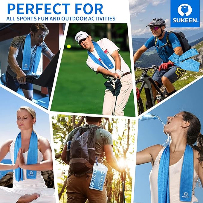 Sukeen Cooling Towel (40"x12") Bulk Ice Towel,Soft Breathable Chilly Towel,Microfiber Towel for Yoga,Sport,Running,Gym,Workout,Camping,Fitness,Workout & More Activities