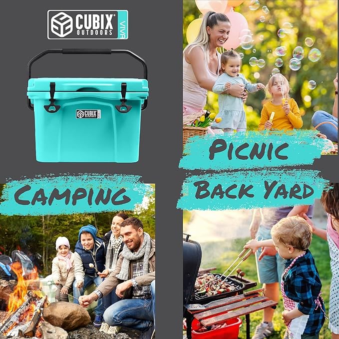 Viva 25QT Portable Rotomolded Hard Cooler, 5-Day Ice Cold Retention, Travel, Beach, Camping, Fishing