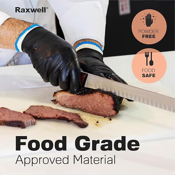 Raxwell BBQ Gloves - 6 Heat Resistant Cotton Liners + 100 Nitrile Food Prep Gloves for Barbecue Smoker, Cooking & Hot Food - Size Large - BBQ Accessories - Grilling Accessories