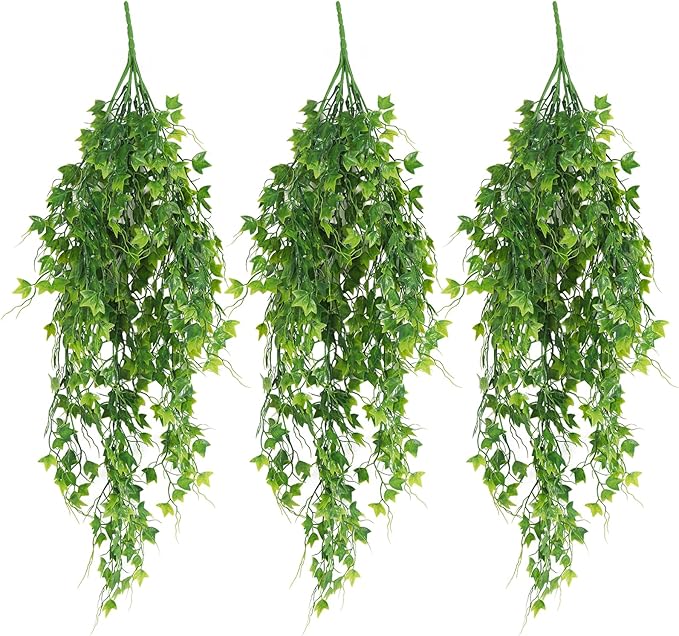 RECUTMS Artificial Plant Faux Plant Ivy Greenery Fake Hanging Plants Faux Greenery Plant Fake Ivy Leaf UV Resistant for Indoor Home Decor Outdoor Garden Yard Porch Wall Decoration 3 Packs(Green)