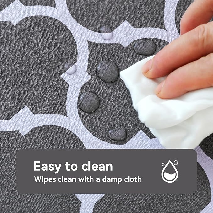 Romanstile Rectangle Plastic Tablecloth, 100% Waterproof Oil-Proof Checkered PVC Table Cloth, Heavy Duty Vinyl Table Cover for Dining, Camping, Picnic, Outdoor - 54 x 120 Inch, Moroco Grey