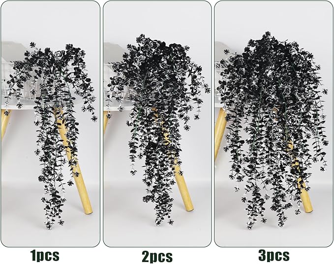 RECUTMS Artificial Hanging Plants Fake Hanging Plant Faux Hanging Plants UV Resistant Plastic Plants for Indoor Outdoor Room Wall Wedding Patio Porch Decor(Black White)