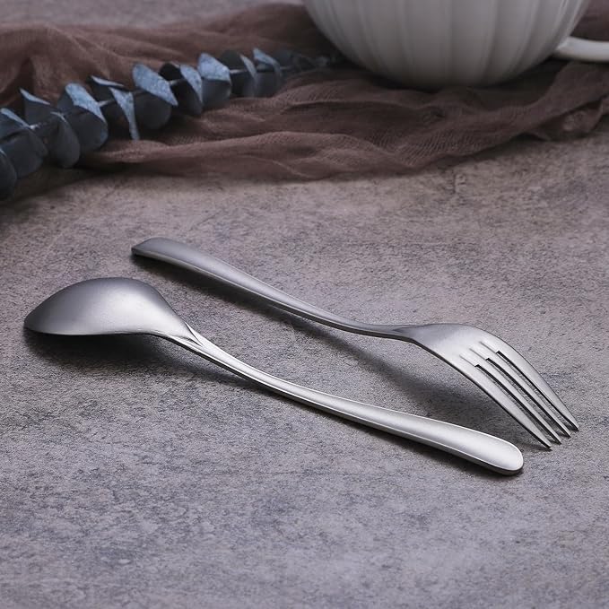 Titanium Cutlery Set, Lightweight Flatware, Modern Design, Dishwasher Safe, Service for 1 (2)