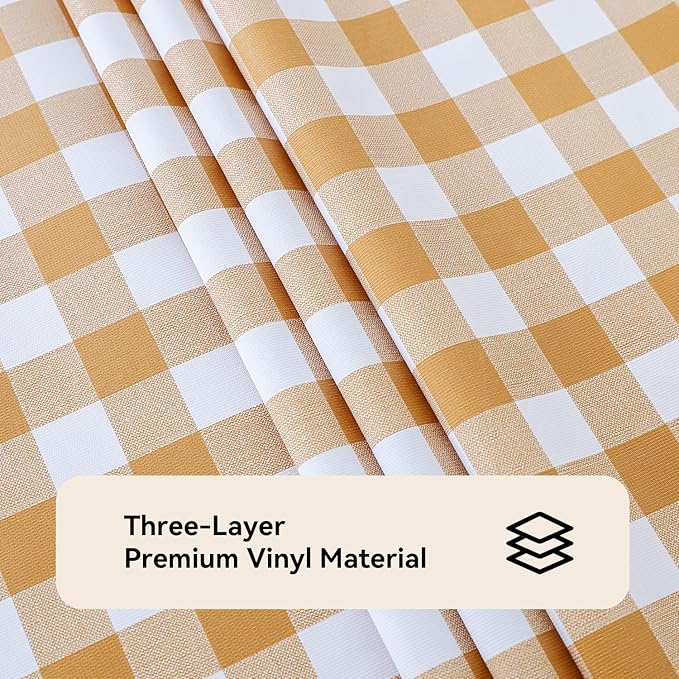 Romanstile Square Vinyl PVC Tablecloth, 100% Waterproof Buffalo Plaid Plastic Table Cloth, Oil Proof Heavy Duty Wipeable Table Covers for Dining/Camping/Picnic/Outdoor - 54 x 54, Coffee and White