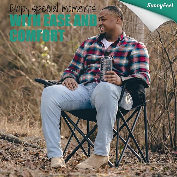 UNNYFEEL Oversized Folding Camping Chair 500 LBS Heavy Duty Lawn Chairs with Portable Folding with Armrest, Cup Holder, Pocket &Bag for Outdoor Camping/Beach/Travel/Picnic/Fishing