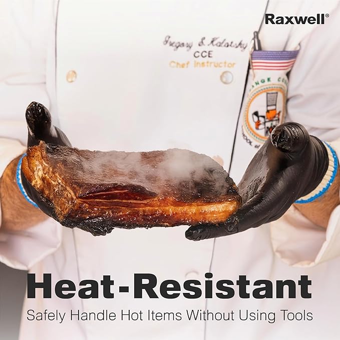 Raxwell BBQ Gloves - 6 Heat Resistant Cotton Liners + 100 Nitrile Food Prep Gloves for Barbecue Smoker, Cooking & Hot Food - Size Large - BBQ Accessories - Grilling Accessories