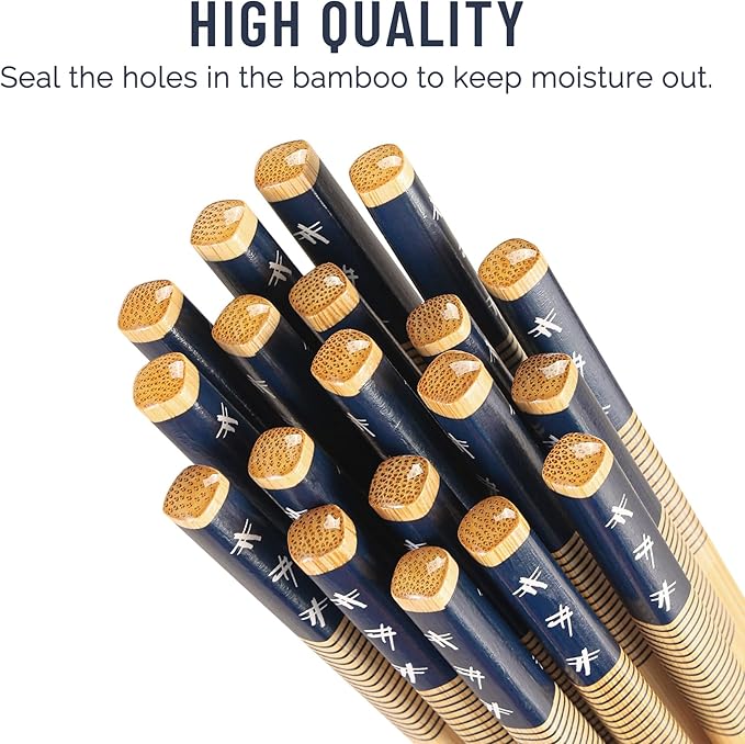 100 Pairs Bamboo Chopsticks Reusable | Dishwasher Safe | Durable | Separated | Bulk | Non slip | - (9.45in)