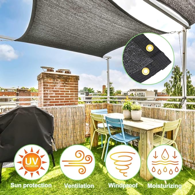 Shade Cloth for Garden, 70% 6.5 x 10 FT Black Mesh Tarp with Reinforced Grommets, Sun Shade Net Greenhouse Shade Cloth for Plants Cover, Vegetables, Patio, Chicken Coop Sunshade