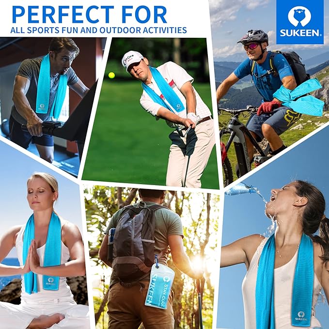 Sukeen Cooling Towel for Neck and Face (40"x12"),Ice Towel,Soft Breathable Chilly Towel,Microfiber Towel for Yoga,Sport,Running,Gym,Workout,Camping,Fitness,Workout & More Activities…