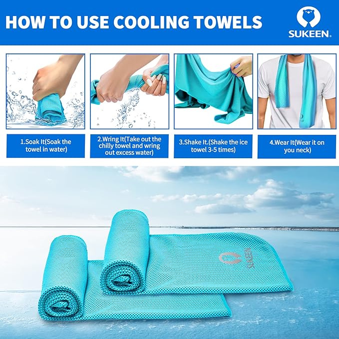 Sukeen Cooling Towel for Neck and Face (40"x12"),Ice Towel,Soft Breathable Chilly Towel,Microfiber Towel for Yoga,Sport,Running,Gym,Workout,Camping,Fitness,Workout & More Activities…