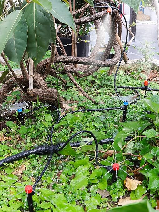 207FT Automatic Drip Irrigation Kits, Kalolary 1/4" 1/2" Adjustable Garden Watering System with 4/7mm 16mm Tube Drip Emitters Locked Fittings Drip Irrigation Parts System for Greenhouse Raised Beds
