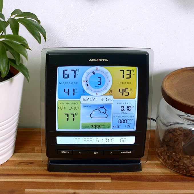 AcuRite Iris Wireless Weather Station for Indoor and Outdoor Temperature and Humidity with Rain Gauge and Wind Speed/Direction on a Home Weather Station Digital Display (01512M)