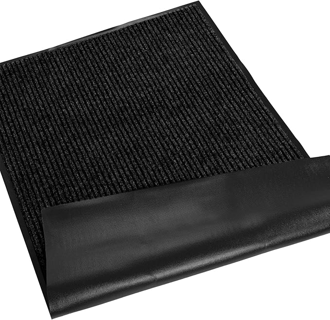 fani Heavy Duty Large Outdoor Indoor Entrance Black Doormat Waterproof Low Profile Entrance Rug Front Door Mat Patio Anti-Skid Rubber Back, 23x35 inch (Black)