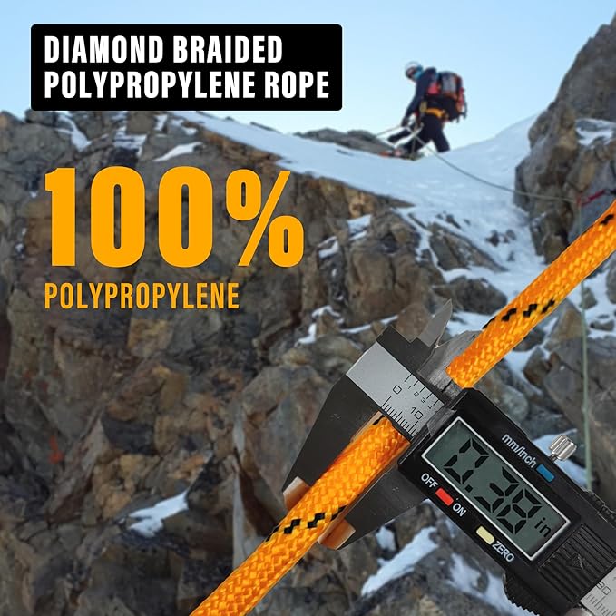 Diamond Braided Polypropylene Rope Nylon Rope Mix Thick Heavy Duty Ropes 3/8 inch 100ft High Strength Perfect for Clothesrope Camping Hiking and Other Outdoor Activities 100ft Red