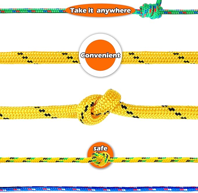 Wellmax Diamond Braid Nylon Rope, 3/8 in X 50 Foot, UV Resistant, High Strength and Weather Resistant - Yellow