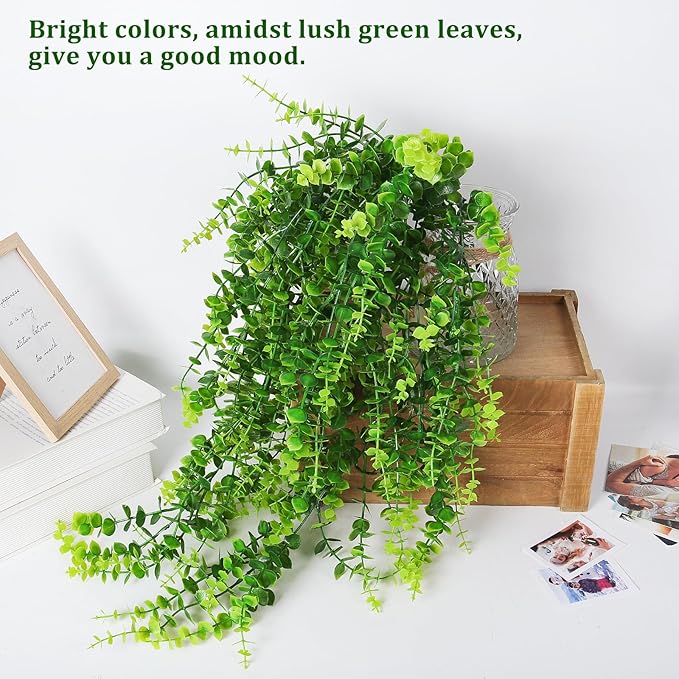 RECUTMS Hanging Money Plants Fake Outdoor Hanging Artificial Flower for Outdoors Hanging Basket Hanging Artificial Hanging Plants Plastic Plants Home Garden Wedding Party Decorations