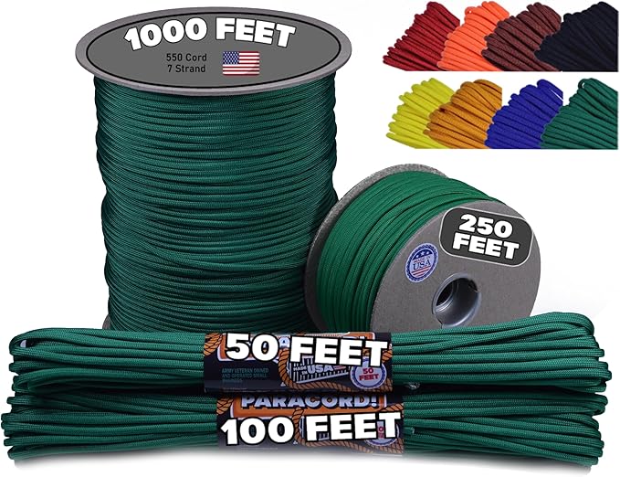 BORED? PARACORD! 550 lb Paracord - Ideal for Crafting, Camping, DIY Projects, Active & Military Outdoors - Strong Survival Rope - Tactical Parachute Cord Type III - Light Tan 100 Feet