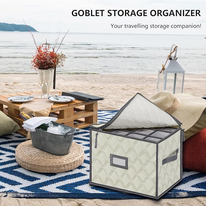 VERONLY Champagne Flute Storage Box,Quilted Stemware Storage Box Shell, Stackable Champagne Glass Container,Wine Glass, Crystal Glassware, Drinkware Case for Moving Transport
