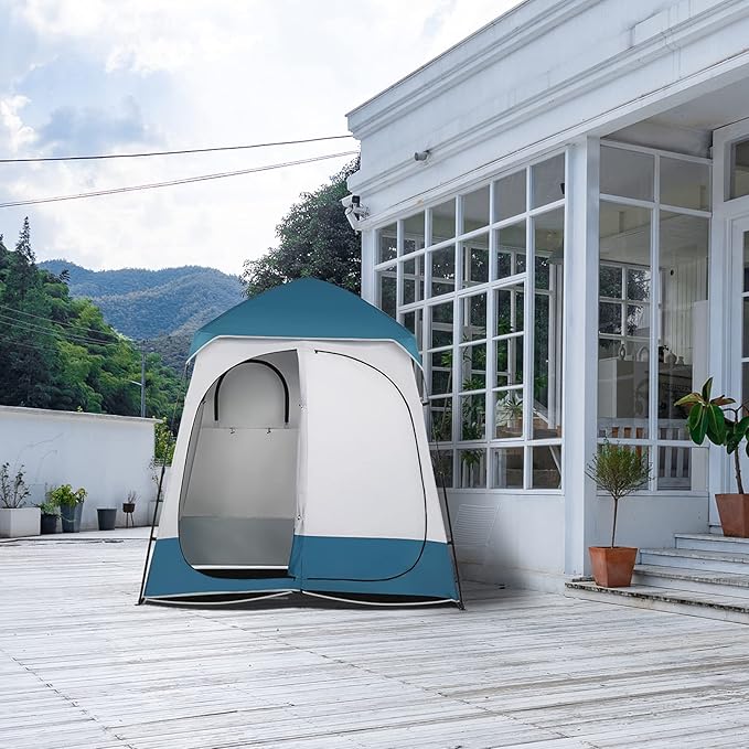 VINGLI 2 Room Shower Tent, 7.5 FT Instant Pop Up Shelter with Carrying Bag, Privacy Changing Room Tent,Perfect for Portable Toilet, Camping, Dressing, Outdoor Indoor, Easy Set Up