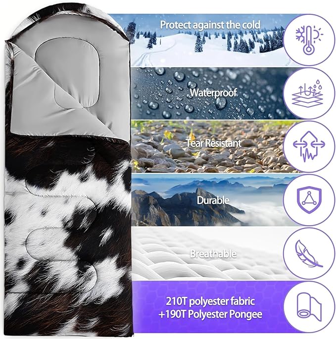 Sleeping Bags for Adults and Kids,3D Printing Camping Sleeping Bag for Girls Boys Lightweight Waterproof Cold/Warm 3-Season,Outdoor Travel with Compression Bags