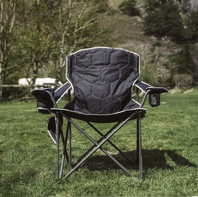 SUNNYFEEL Oversized Folding Camping Chair 500 LBS Heavy Duty Lawn Chairs with Black Portable Folding with Armrest, Cup Holder, Pocket &Bag for Outdoor Camping/Beach/Travel/Picnic/Fishing