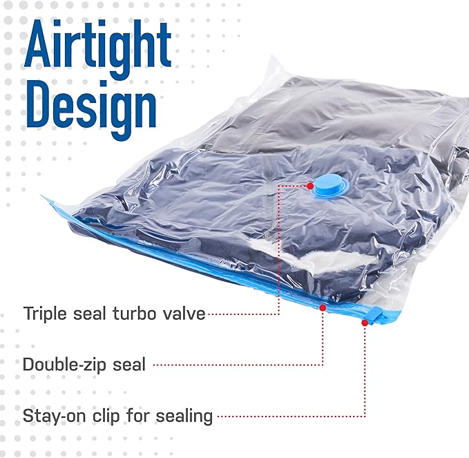 10 Pack Large Vacuum Storage Bags for Comforters, Blankets & Clothes – Vacuum Sealed Compression Bags with Hand Pump – Space Saver Storage Bags for Bedding, Moving, Travel & Organization