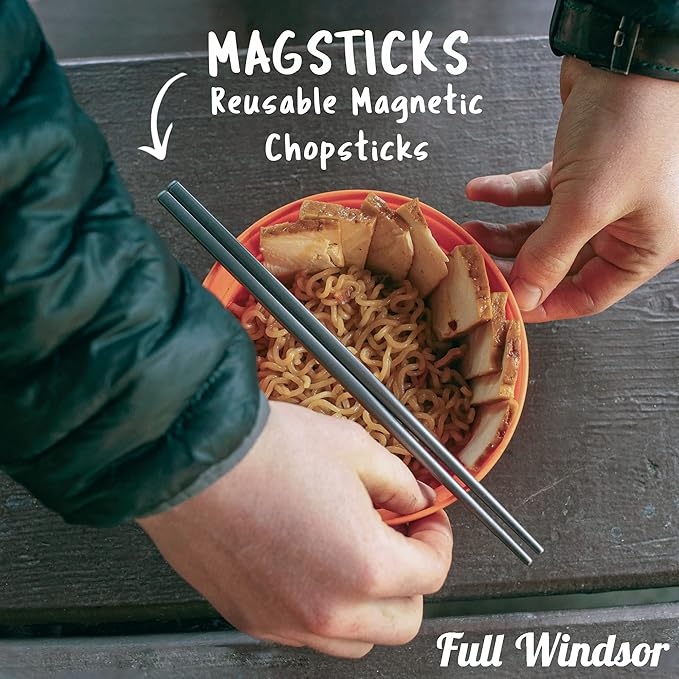 FULL WINDSOR - MAGSTICKS - Magnetic Titanium Chopsticks for Asian Cooking, Reusable Training Chopsticks for Travel, Cooking, and Dining, Lightweight Portable Utensils with Carrying Case for Daily Use