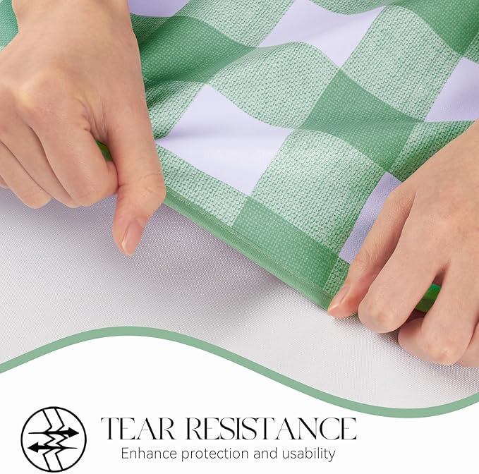 MOSAYT Rectangle Vinyl Tablecloth, 100% Waterproof Buffalo Gingham Plastic Table Cloth, Heavy Duty Wipeable Table Covers for Picnic, Outdoor, Camping - 54 x 108, Green