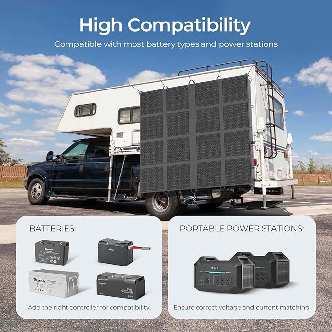 Renogy 400 Watt Solar Panel Blanket, N-Type Portable Foldable Solar Panels 25% High Efficiency, Lightweight 16-Fold Space-Save, Fast Setup for Camping, RV, SUV, Pickup Truck, Marine, Off-Grid Outdoor