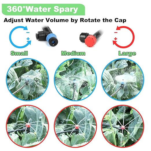 177FT Drip Irrigation Kit โ 2025 New Quick-Connect Micro Irrigation System with 46FT 1/2'' Tubing, Locking Nozzle Emitters, Adjustable Misting Sprayers for Gardens, Lawns, Raised Beds and Greenhouses