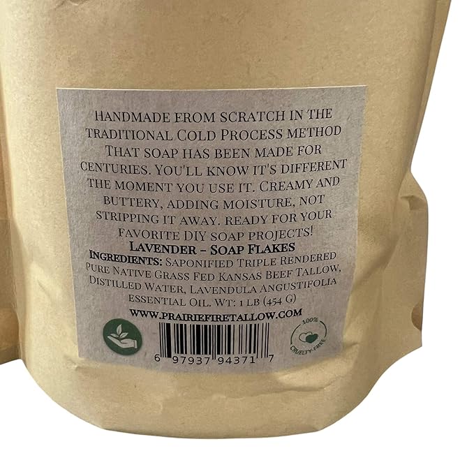 Pure Beef Tallow Soap Flakes - Made in USA - Grass Fed and Finished - Face, Body and Hair - Cleans, Moisturizes, Soothes, and Hydrates. Natural and Organic Orange