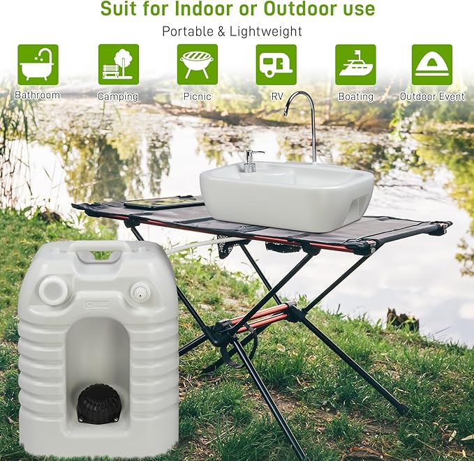 VINGLI 45L Upgraded Portable Sink| Rolling Hand Wash Basin Stand with Towel Holder & Soap Dispenser & Wheels, Perfect for Garden/Camping/Outdoor Events/Gatherings/Worksite/RV/Indoor