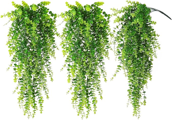 RECUTMS Hanging Money Plants Fake Outdoor Hanging Artificial Flower for Outdoors Hanging Basket Hanging Artificial Hanging Plants Plastic Plants Home Garden Wedding Party Decorations