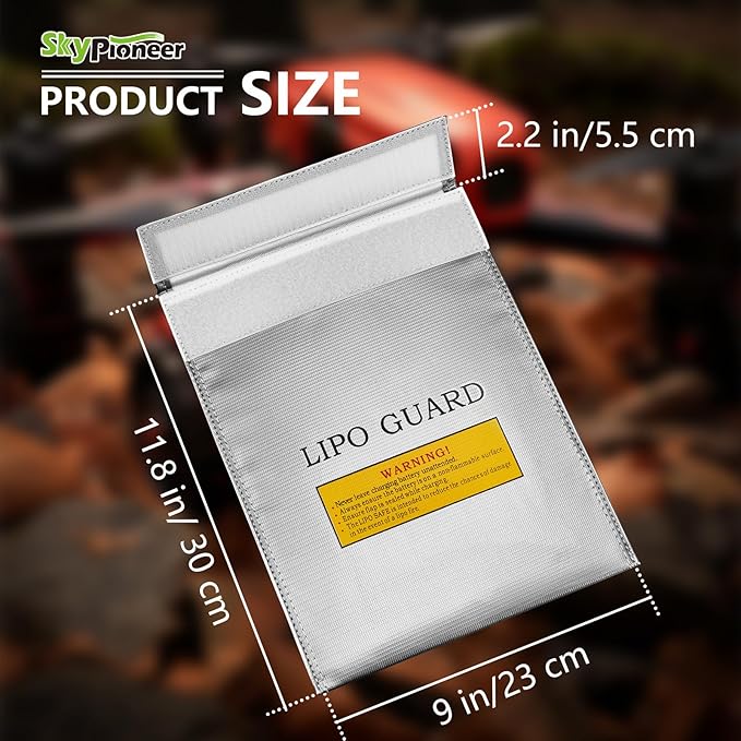 RC Lipo Safe Bag,Fire Retardant Lipo Battery Bag,9''x11.8''Silver,Fireproof Explosion-proof Sack for Charging and Storage