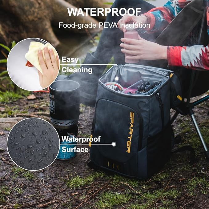 Backpack Cooler Insulated Leak Proof 33/49 Cans, 2 Insulated Compartments Thermal Bag, Portable Lightweight Beach Travel Camping Lunch Backpack for Men and Women