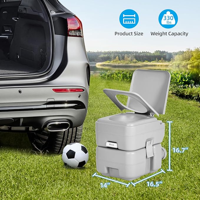 YITAHOME Portable Toilet 5.8 Gallon, Travel RV Porta Potty with T-Type Water Outlets, Anti-Leak,Press Water Pump for Camping, Boating, Hiking, Truck Travel, Trips