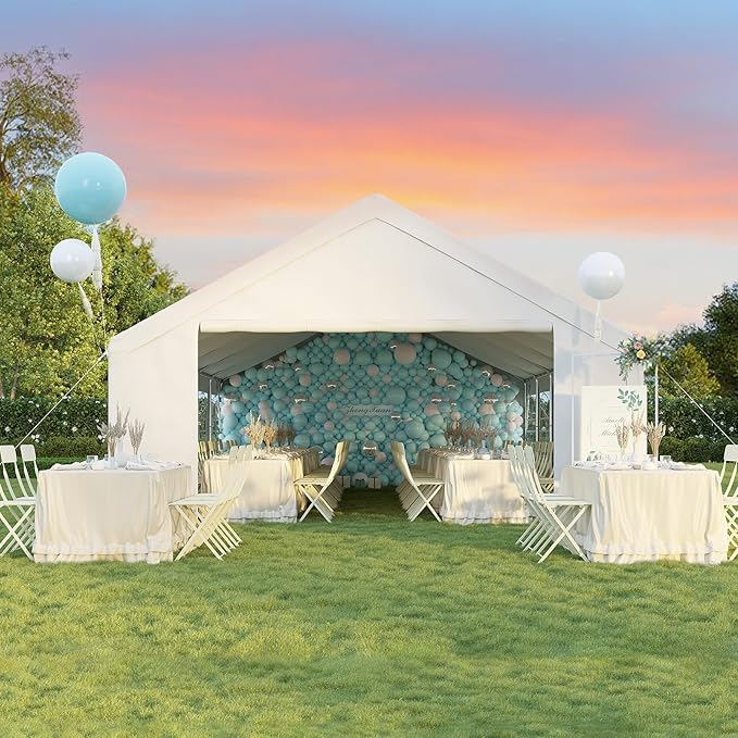 Aoxun 20x40 Party Tent Canopy for Weddings Waterproof Event Tent with Removable Sidewalls &Roll-up Door, Heavy-Duty Steel Frame for Outdoor Weddings, BBQ, Birthday Parties, & Camping,White