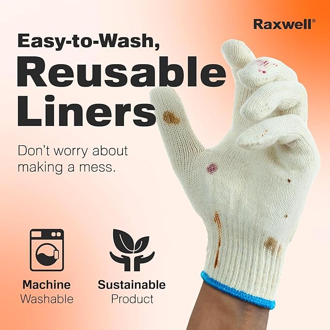 Raxwell BBQ Gloves - 6 Heat Resistant Cotton Liners + 100 Nitrile Food Prep Gloves for Barbecue Smoker, Cooking & Hot Food - Size Large - BBQ Accessories - Grilling Accessories