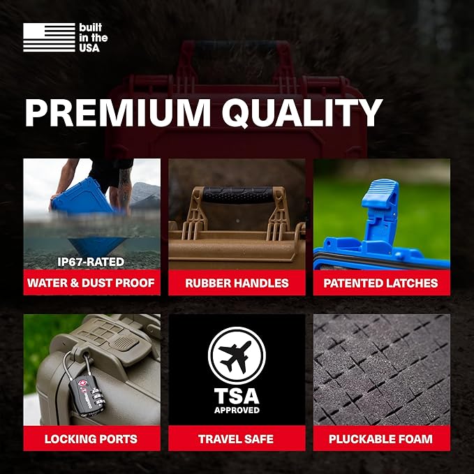 Condition 1 25" Large Waterproof Hard Case Model 839 with Foam, Portable Protective Storage Box for Travel, Hunting, Military, Tactical, Made in USA, 24.50"x 19.46"x8.41" Flat Dark Earth