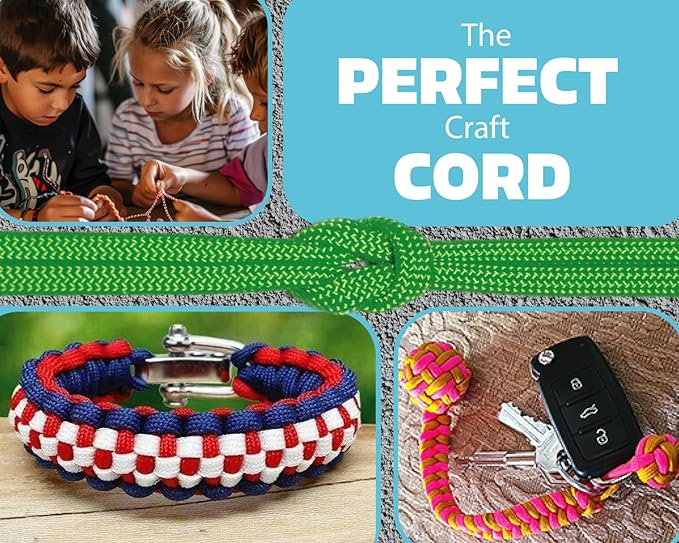 BORED? PARACORD! 550 lb Paracord - Ideal for Crafting, Camping, DIY Projects, Active & Military Outdoors - Strong Survival Rope - Tactical Parachute Cord Type III - Cream 50 Feet