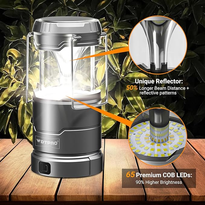 4 Pack Camping Lanterns Rechargeable Collapsible, 65 LED 3 Lighting Modes, 1000LM Camping Lights Waterproof, Portable Lantern for Camping Essentials Power Outages Tent Emegency Home Hiking