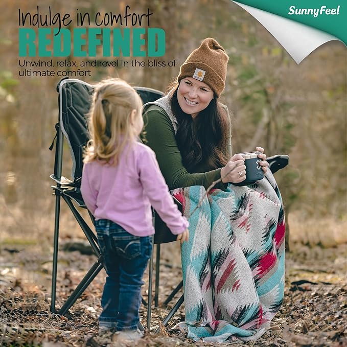 SUNNYFEEL Oversized Folding Camping Chair 500 LBS Heavy Duty Lawn Chairs with Portable Folding with Armrest, Cup Holder, Pocket &Bag for Outdoor Camping/Beach/Travel/Picnic/Fishing