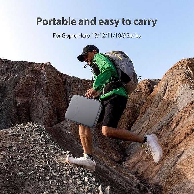 Carrying Case for GoPro Hero 13 12 11 10 9 8 7 Action Camera Hard Organizer Case Carrying Bag Accessories Travel Storage Chest Mount/Media Mod/Volta Protective Housing