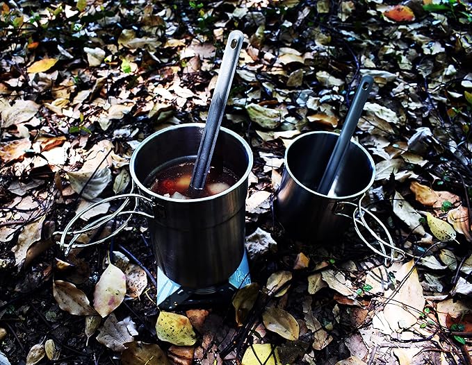 Titanium Long Handle Spork and Spoon, 8.6" Camping Cutlery Set