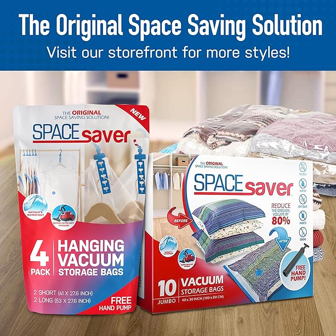 10 Pack Large Vacuum Storage Bags for Comforters, Blankets & Clothes – Vacuum Sealed Compression Bags with Hand Pump – Space Saver Storage Bags for Bedding, Moving, Travel & Organization