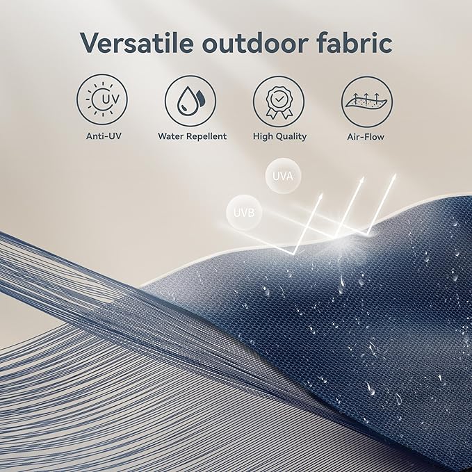 PHI VILLA 10ft Outdoor Patio Umbrellas for Outside, 3 Tier Vented Market Table Umbrella Windproof for Backyard, Deck, Garden, 1.5" Pole, Dark Blue(No Base)