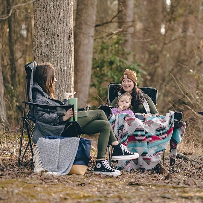 SUNNYFEEL Oversized Folding Camping Chair 500 LBS Heavy Duty Lawn Chairs with Blue Portable Folding with Armrest, Cup Holder, Pocket &Bag for Outdoor Camping/Beach/Travel/Picnic/Fishing